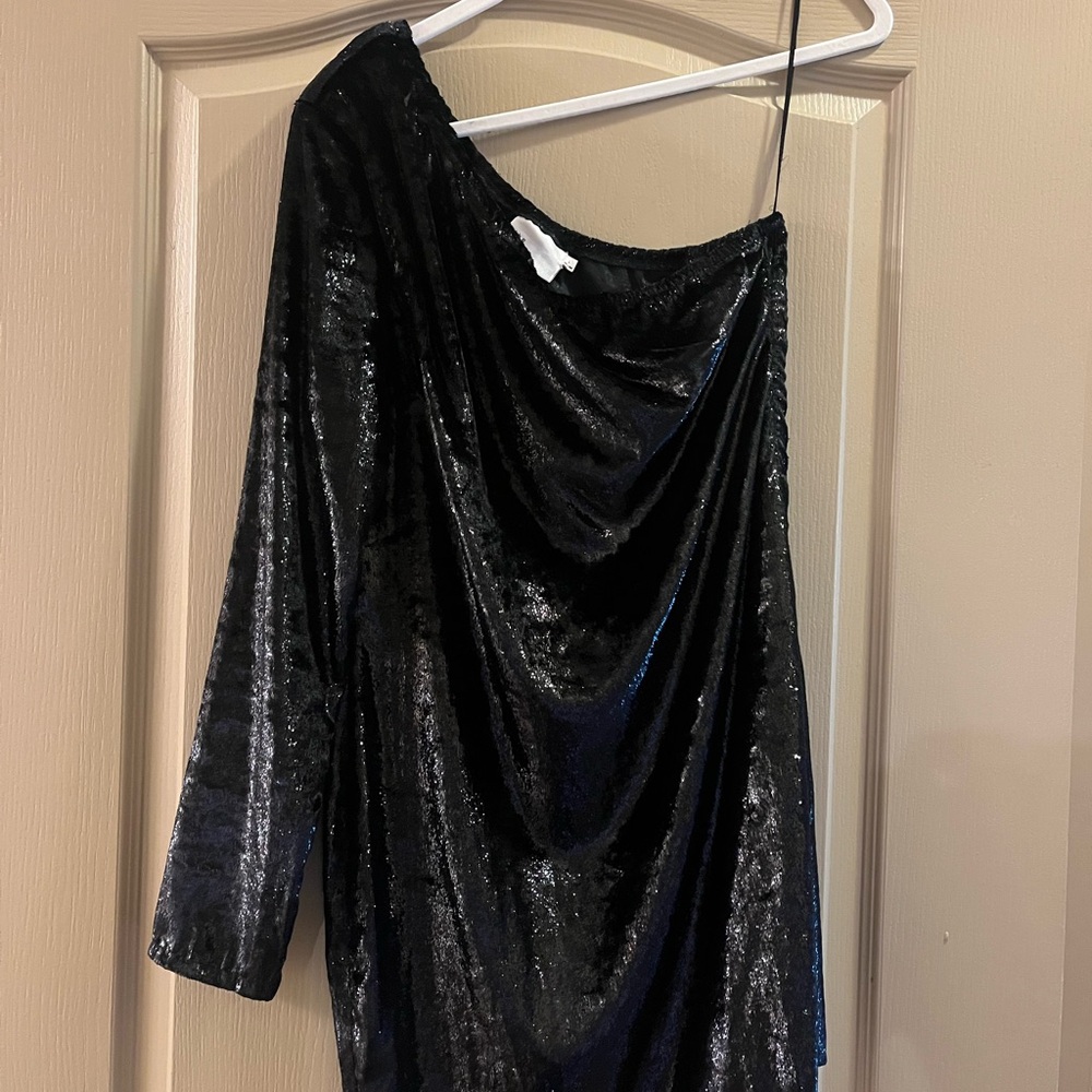 The Room Black Sequin One Shoulder Dress